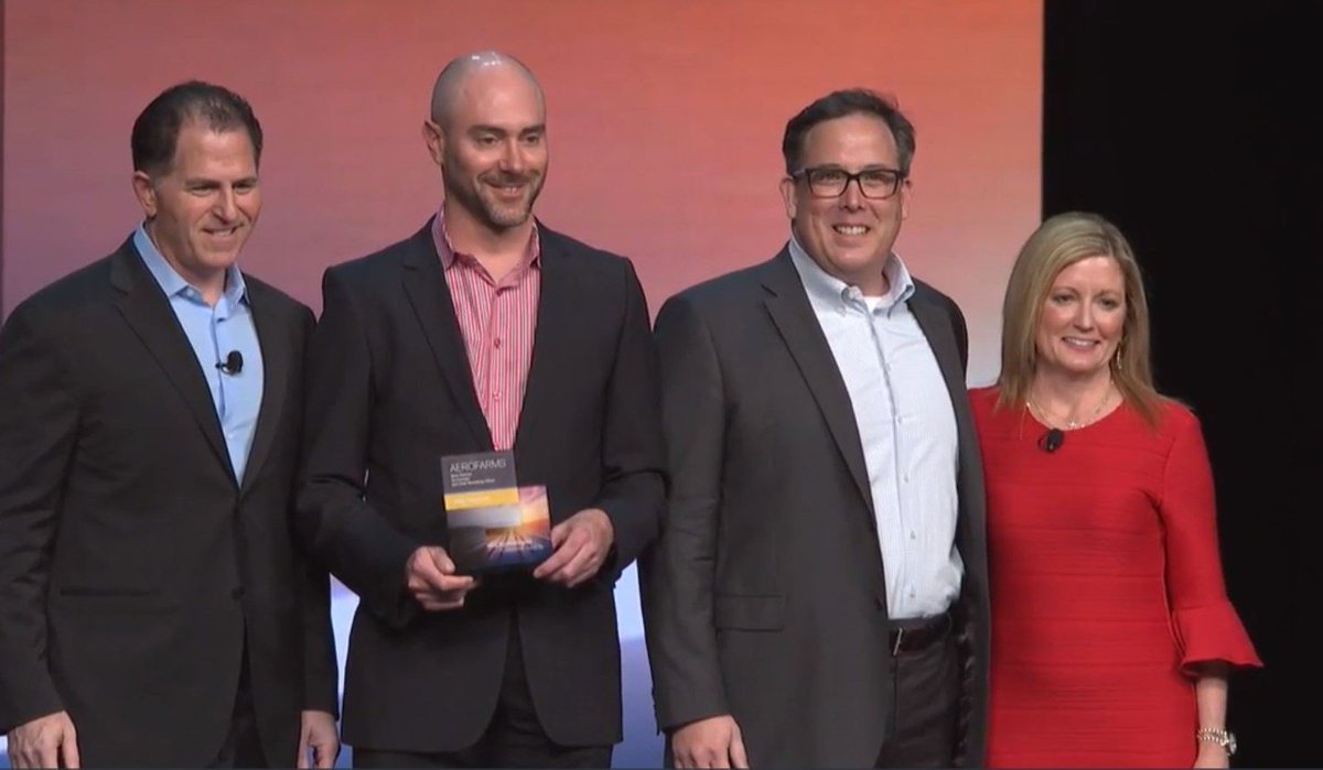 AeroFarms's tweet photo. AeroFarms is proud to receive the @DellTech Innovator Award! We fundamentally believe in the power of #technology to change the world, and we are proud to partner with @Dell, global leader in cloud computing and #IoT, to transform agriculture #DellTechWorld https://t.co/qRBEGMrzFH
