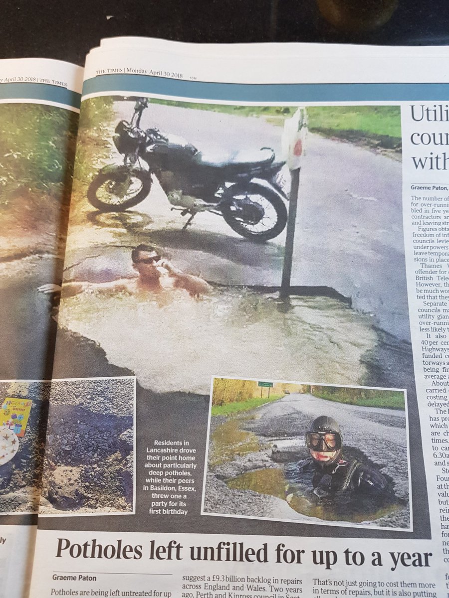 MRCombes's tweet photo. Potholes - potholing more like or fanct a jacuzzi? UK ranked 27th in World 4 road quality. @SPartnership can map thousands of miles in days #LeanGeomatics using @mobilemapping no traffic management. Know pothole location know how far your #Council road budget will go check us out https://t.co/GbLMuqThEk