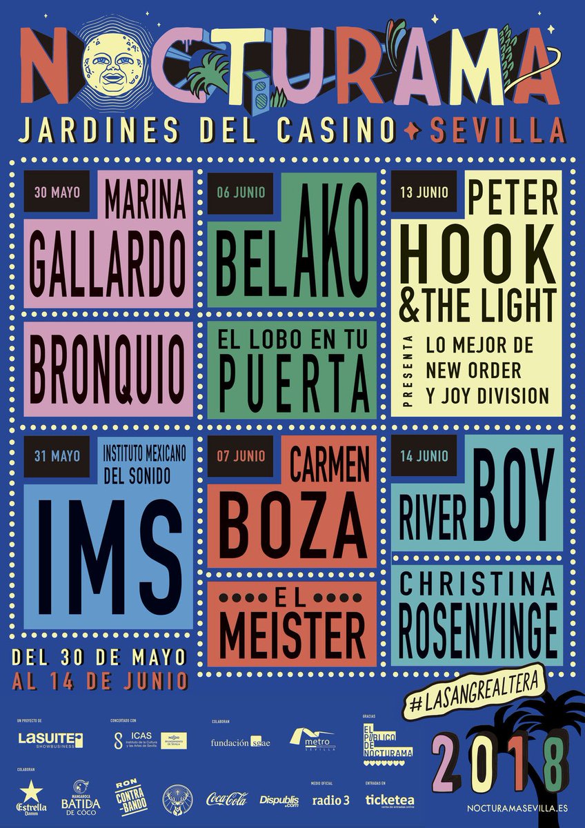 Hoy hemos conocido el cartel completo de la 14 edición de <a href="/nocturamaseviya/">Nocturama Sevilla</a> y se nos ha puesto cuerpesito de #palmera #lasangrealtera #primavera 🌴🌴🌴🌴🌴🌴#sevilla #conciertos #nocturama