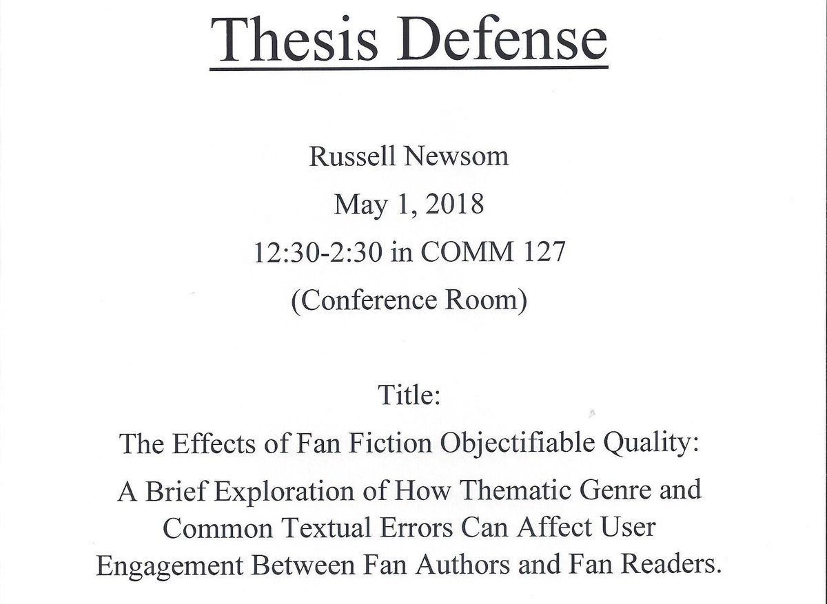 BytesEnmu's tweet photo. For all those who might be interested, graduate student Russell Newsom will be defending his thesis tomorrow from 12:30-2:30 in COMM 127. #ENMU #ThesisDefense #CommStudent https://t.co/Zwv4E2aJTh