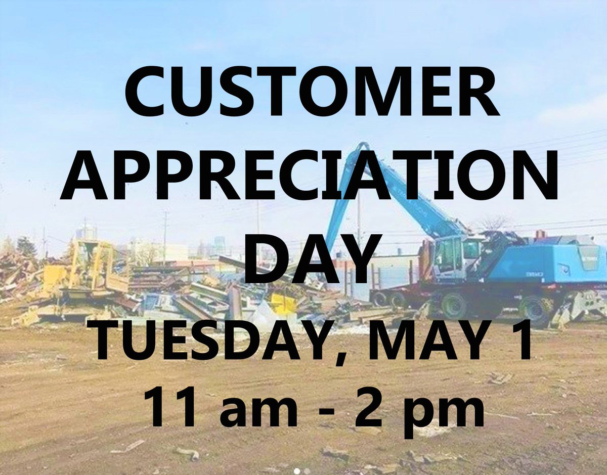 MetalogicsTO's tweet photo. Join us tomorrow for our #CustomerAppreciationDay, from 11 am to 2 pm! Come hang out and have some refreshments.
#Metalogics #Etobicoke #Toronto #MetalRecycling #ScrapMetal #MoneyForMetal #Reclaim #Reward #Rethink #Customer #Appreciation #BestCustomers #WeLoveOurCustomers https://t.co/khEHwPCQ4o