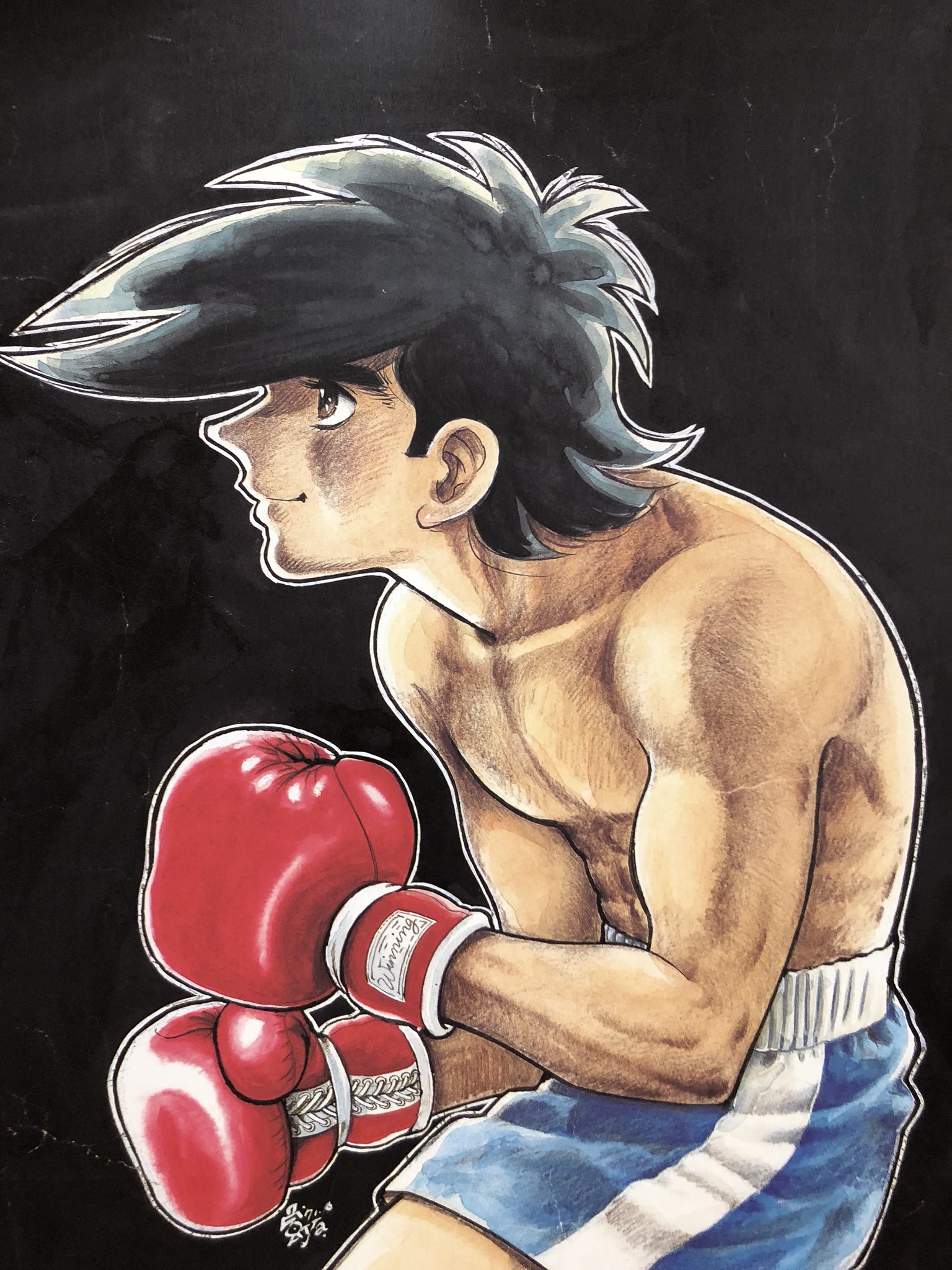 Twitter 上的 関善 ちょっと前に あしたのジョー の頃のちばてつやさん描くカラーイラスト の色気についてツイートしたのを思い出し複製原画集を引っ張り出して鑑賞 やっぱジョーってセクシーなんだよなぁ T Co 9ckeusigmy Twitter