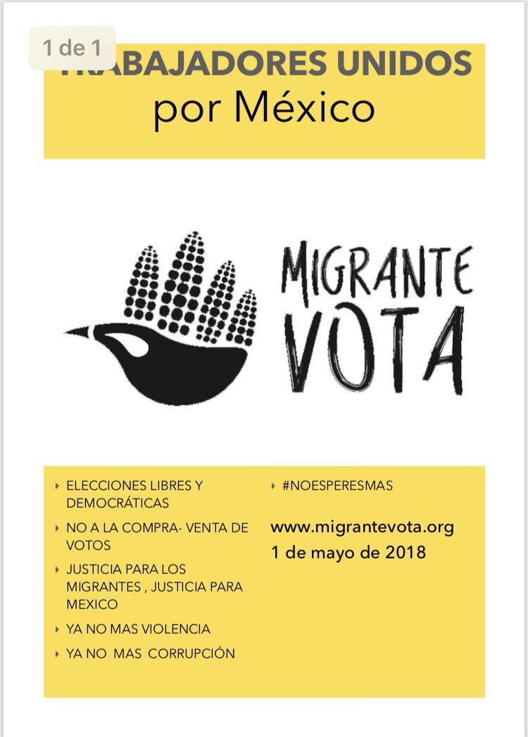 MigranteVota's tweet photo. Mañana 1o de Mayo convivamos junto con otros colectivos y organizaciones en defensa de los Derechos de los Migrantes #NoEsperesMas #JusticiaTrabajadores #TrabajadoresMigrantesUnidos Áfuera de la embajada de 🇺🇸 10:30 am en la CDMX. Ahí nos vemos. @smercadoalv @hugovadillozur https://t.co/uuHHXc78KB