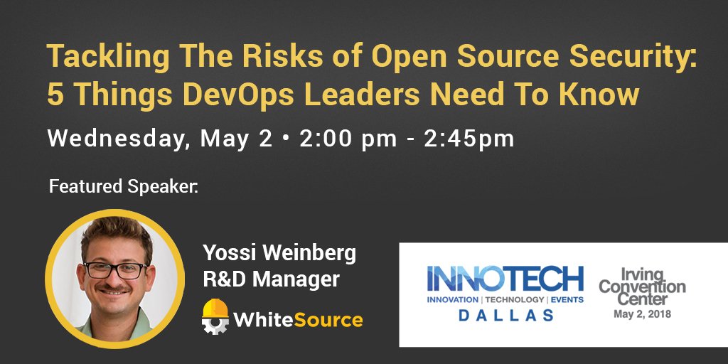Mend_io's tweet image. Attending @InnoTechDallas tomorrow? After lunch stop by our R&amp;amp;D Manger presentation about how #DevOps leaders can tackle the risks of using open source.
#InnoTechDFW