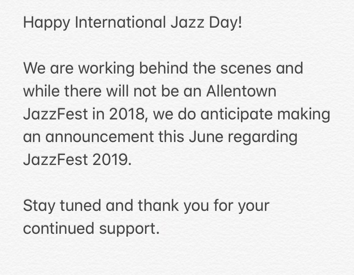 #InternationalJazzDay #AJF2019 <a href="/AtownArtMuseum/">Allentown Art Museum</a> <a href="/thevalleyledger/">The Valley Ledger</a>