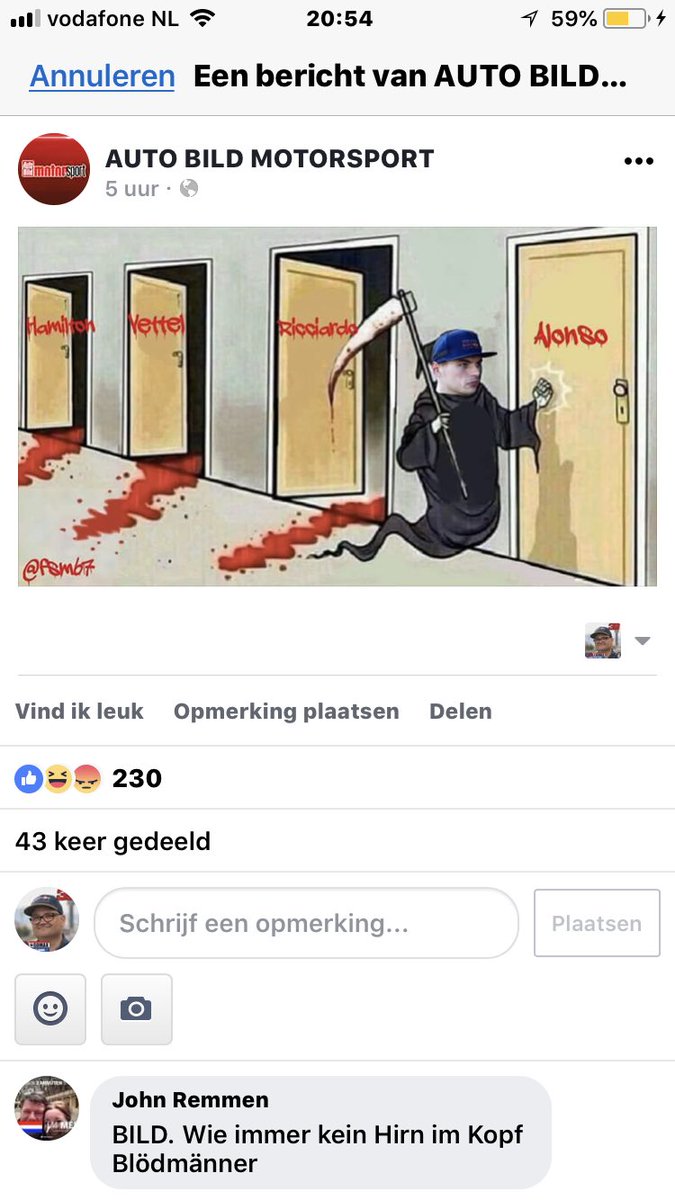 BasvBodegraven's tweet image. WTF is @autobild Doing!? Are you crazy! This Pic is NUTS! 
Remember @Max33Verstappen drove into @RGrosjean @AS_Monaco 
Everybody said Max was wrong! Now @danielricciardo drives into @Max33Verstappen and still everybody says Max is guilty in this crash! #totalbullshit