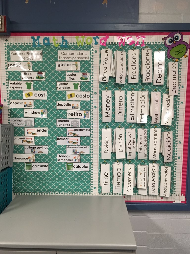 MathematicsMTSS's tweet photo. Check out how the #MathWordWall is organized in this Grade 4 #mathematics classroom at Meador ES! #PISDMathChat https://t.co/c6M71IOhfx