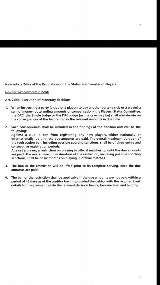 bedjosessien's tweet photo. Good move by  FIFA who have introduced amendments to The Regulations on the Status and Transfer of Players. 
From 1st June 2018, a player may terminate their contract for just cause over non payment of 2 month's salary https://t.co/60mpcDADBV