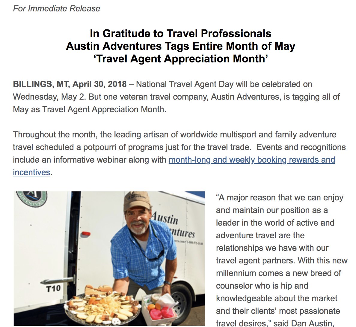 ChrisChesak's tweet photo. Brilliant move by the team at @AustnAdventures! #familytravel #agentsrock #travelagent @TravelAgeWest
https://t.co/VAmDoDFakN https://t.co/HYr9fifxIP