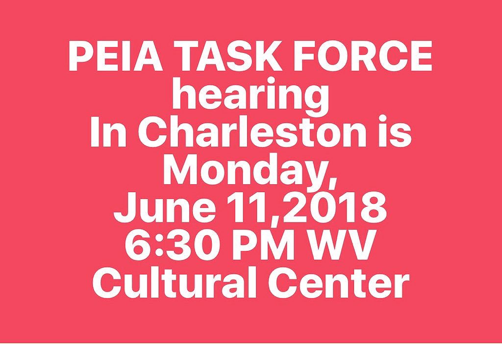 AFT_Putnam's tweet photo. Please plan to attend this or one of the PEIA Task Force hearings. Sign up to speak, and share your thoughts and concerns. https://t.co/16lfCW1onX
