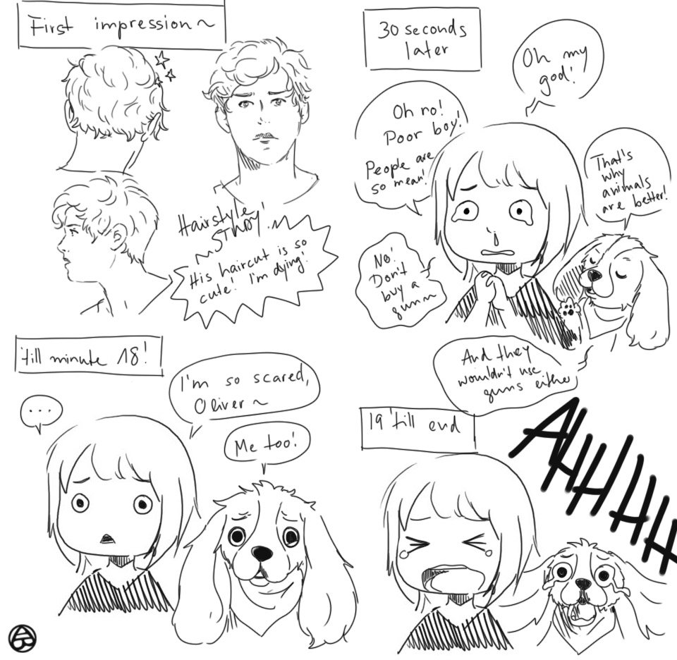 ahikuboruchi's tweet photo. Some of my reactions to #SmallArms. 
I went from "Oh my god, Ty's haircut is so cute in this" to hate of humankind to oppression to fear and finally to constant, terrified screaming which lasted for at least 15 minutes. This short film is a rollercoaster of emotions... https://t.co/POoDDuOnNC