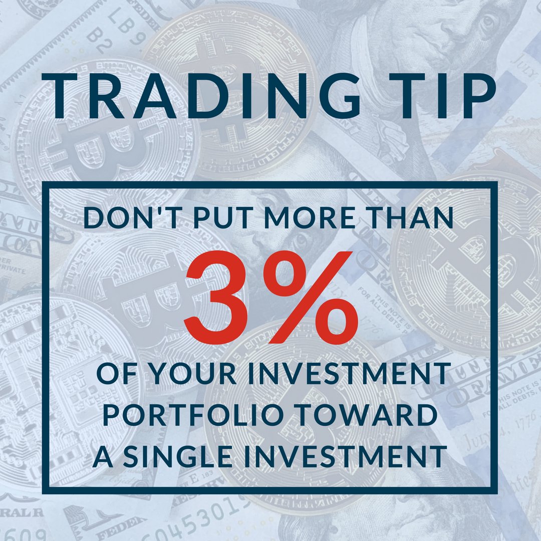 DAxExchange's tweet photo. #Trading #tip: Don't put more than 3% of your #investment #portfolio toward a single investment. 

A 3% investment is enough to get you into the market and get you good returns without risking your financial security. https://t.co/kWatERtpl0