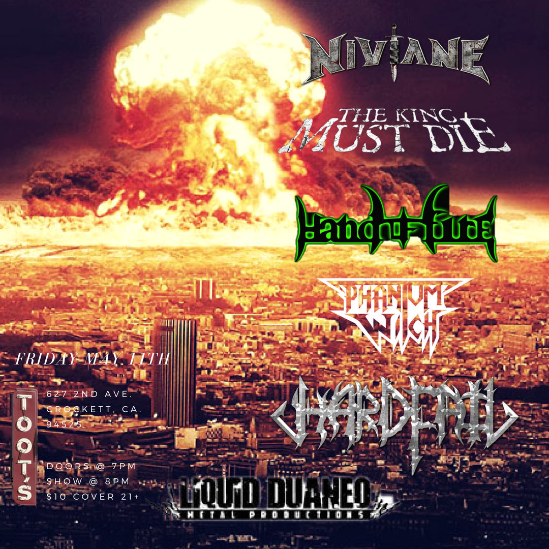 hardfailband's tweet photo. We drop the metal nuke
w/ @NivianeMetal @TKMDband @handoffireband @ThrashPW 
@Toots_Tavern Crockett, CA
May 11, 2018 at 8pm (Doors open at 7pm)
Don't miss this show! Put it on your calendar now!
Special thanks Liquid Duaneo Metal Productions https://t.co/EjwlWDGbB4