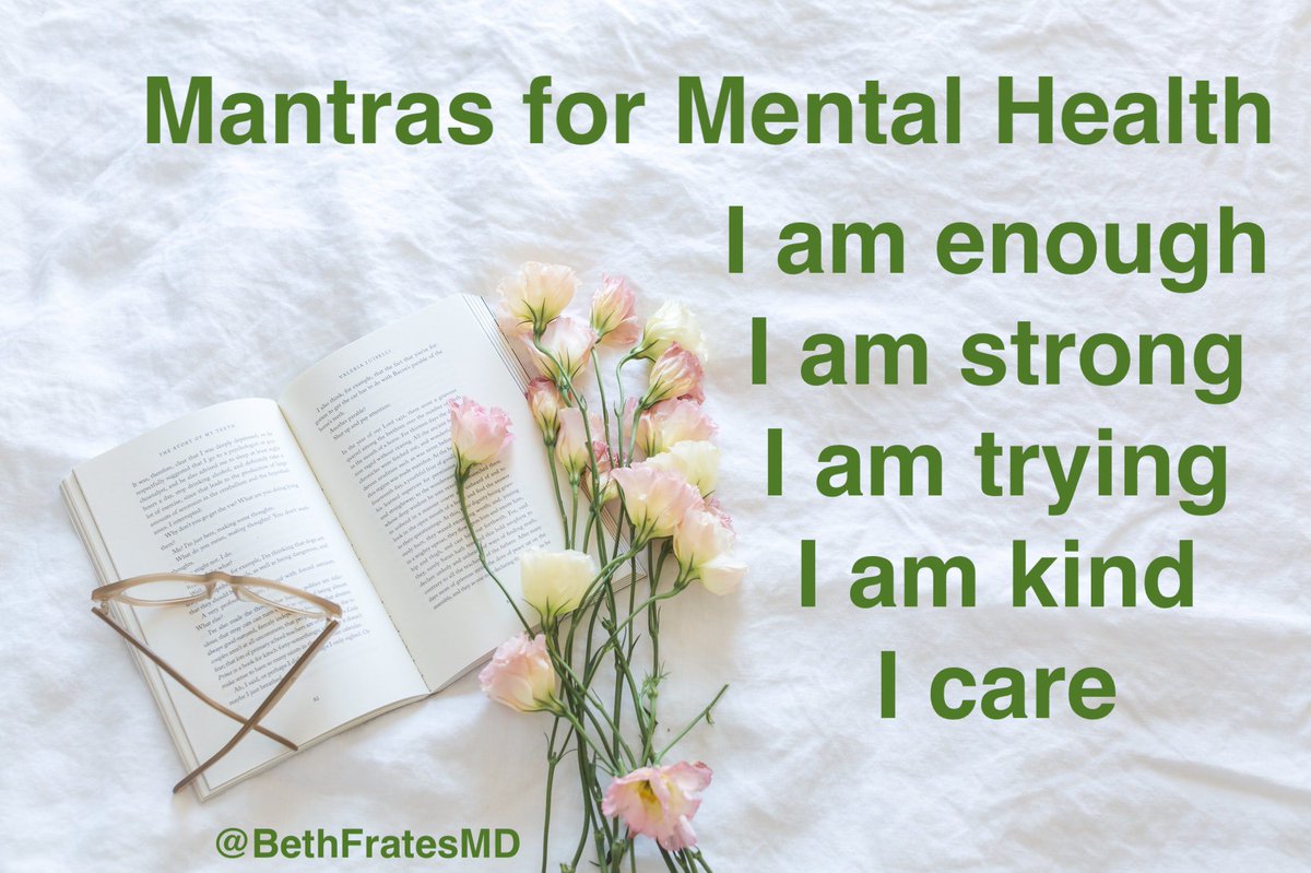 BethFratesMD's tweet photo. Repeating mantras can help you change your mindset, get out of a rut, and refocus. The mantras can be simple. Select one that resonates with you and calms you.
#MondayMotivation #SuccessTRAIN #JoYTrain #IAM #KeepTalkingMH #MentalHealth #Health #wellness #lifestyle https://t.co/jY2WS4u9Ia