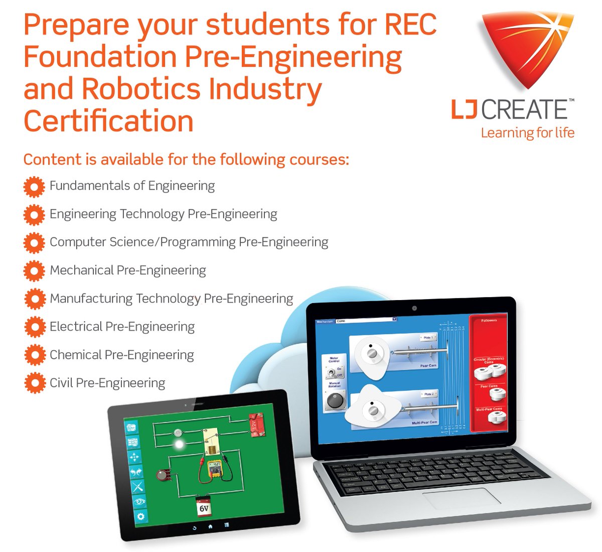 LJCreateInc's tweet photo. LJ Create is pleased to announce cloud-based curriculum aligned to the REC Foundation Pre-Engineering and Robotics Industry Certification. Try our lessons for yourself: https://t.co/5X4Vuad2tl

#REC #robotsarecool #omgrobots #certification #roboticseducation #LJCreate https://t.co/wuxQIZ484U