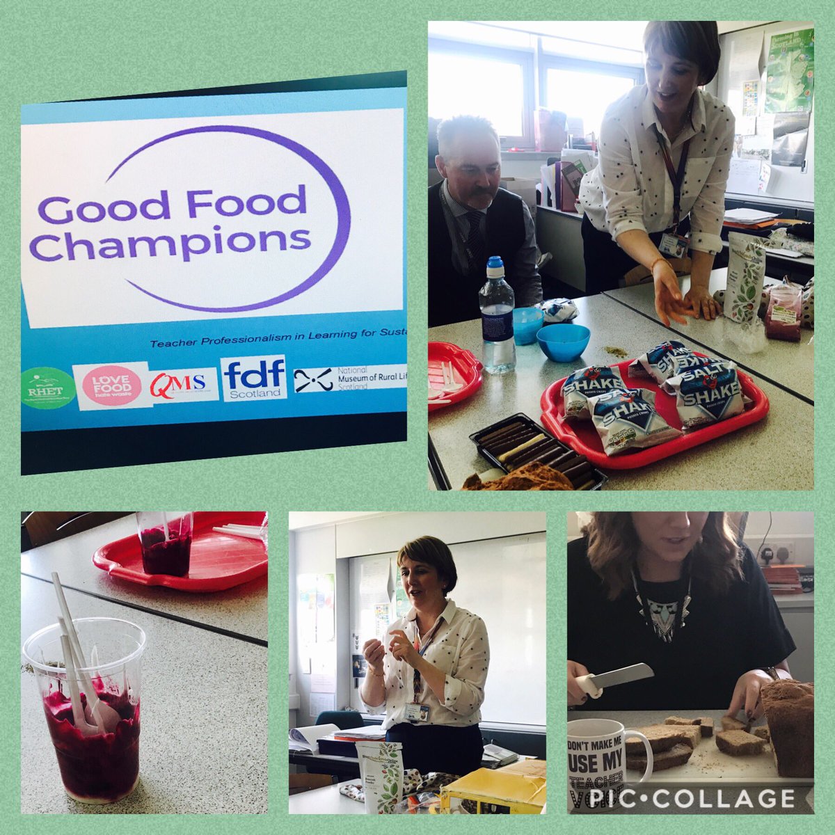 Tonight we had CPD run by our own Mrs Inglis. She shared what she'd learnt while being @goodfoodchamps this year. We tasted 'disco' bread, beetroot yoghurt and did the 'salt n shake' challenge. Thanks to everyone who came along @TheRHET #STEM #nanotechnology #sustainability