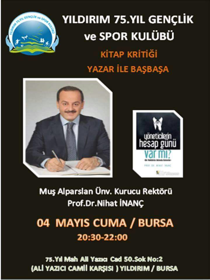 Söyleşi: 4 Mayıs Cuma, BURSA

“Yöneticilerin Hesap Günü Var mı?” 

adlı kitabımız üzerine söyleşmek için Bursa’da olacağız, İnşaallah.