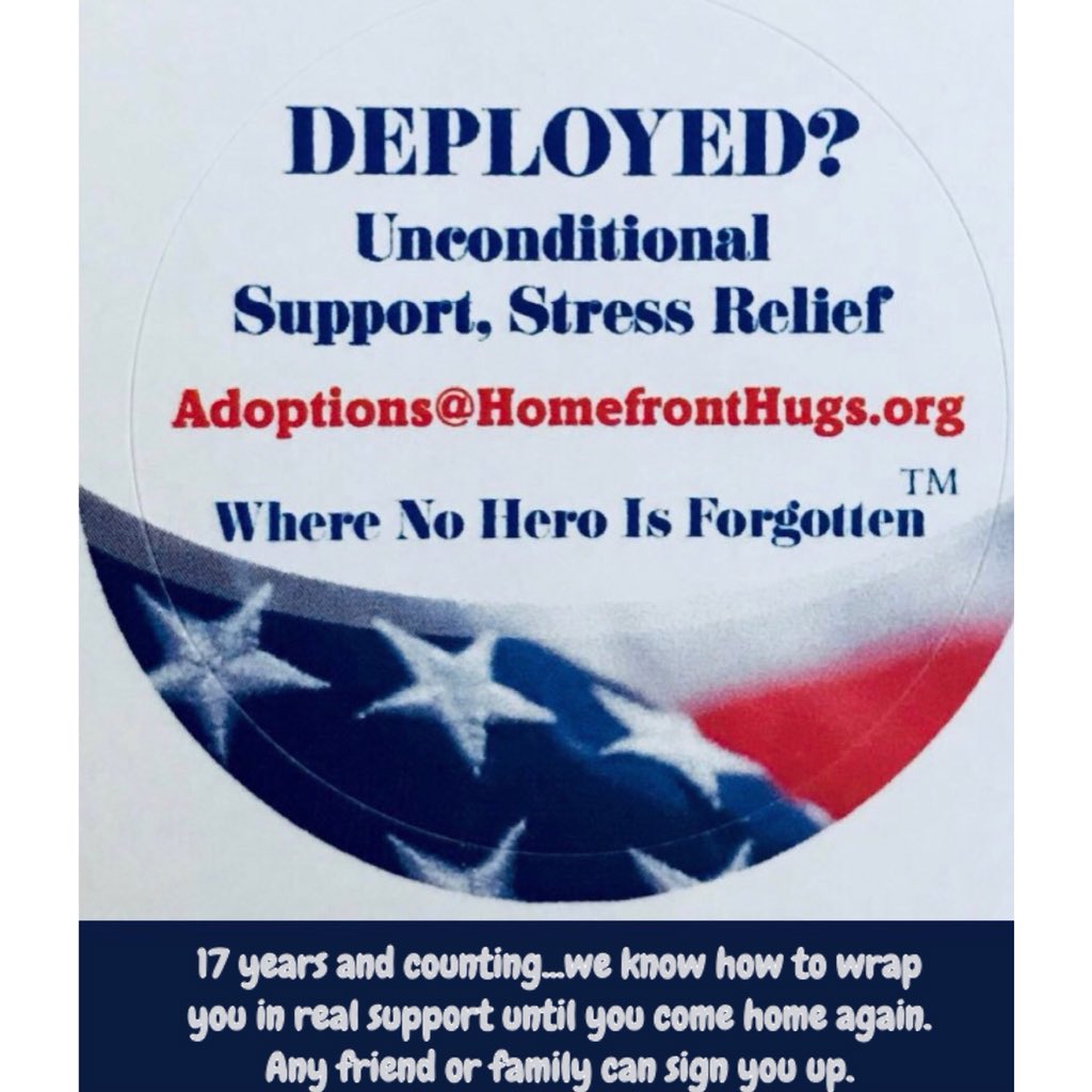 HomefrontHugs's tweet photo. Without conditions -without intrusive questions -we are here for you whenever you need us while deployed. Thank you for your sacrifices each day and volunteering to serve.
#HomefrontHeroHugs #DeploymentSupport #MondayMotivation #MondayThoughts #SOT #Deploy #StressRelief https://t.co/CGAKcarHD2
