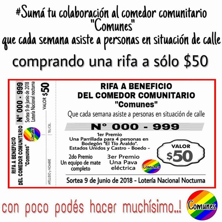 ComunesCABA's tweet image. ¿Sabías que aunque no tengas tiempo,  podes igual dar una mano a un comedor comunitario que asiste a personas en situación de calle?
¿Sabes cómo?

#Comprando una rifa de #50pe , y así ayudar a sostener el comedor comunitario "Comunes".

¡¡Con poco podes hacer mucho!!