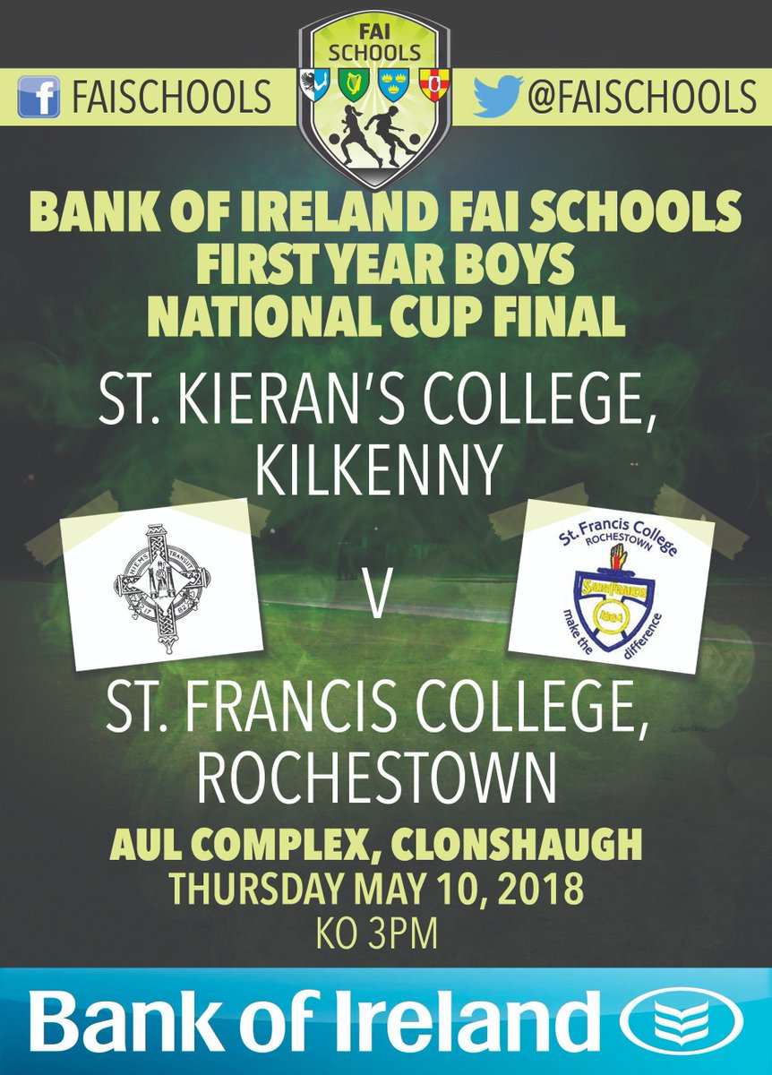 faischools's tweet photo. SHOWDOWN | @BOIstudents FAI Schools First Year Boys National Cup Final | @KieransCollege turn their attention to footie having won a National Cup '16 but it's multi winning @RocoSoccer looking to secure this year's bragging rights | AUL Complex | Thurs, May 10, KO 3pm #BOIMyFirst https://t.co/beBB0QxMDM