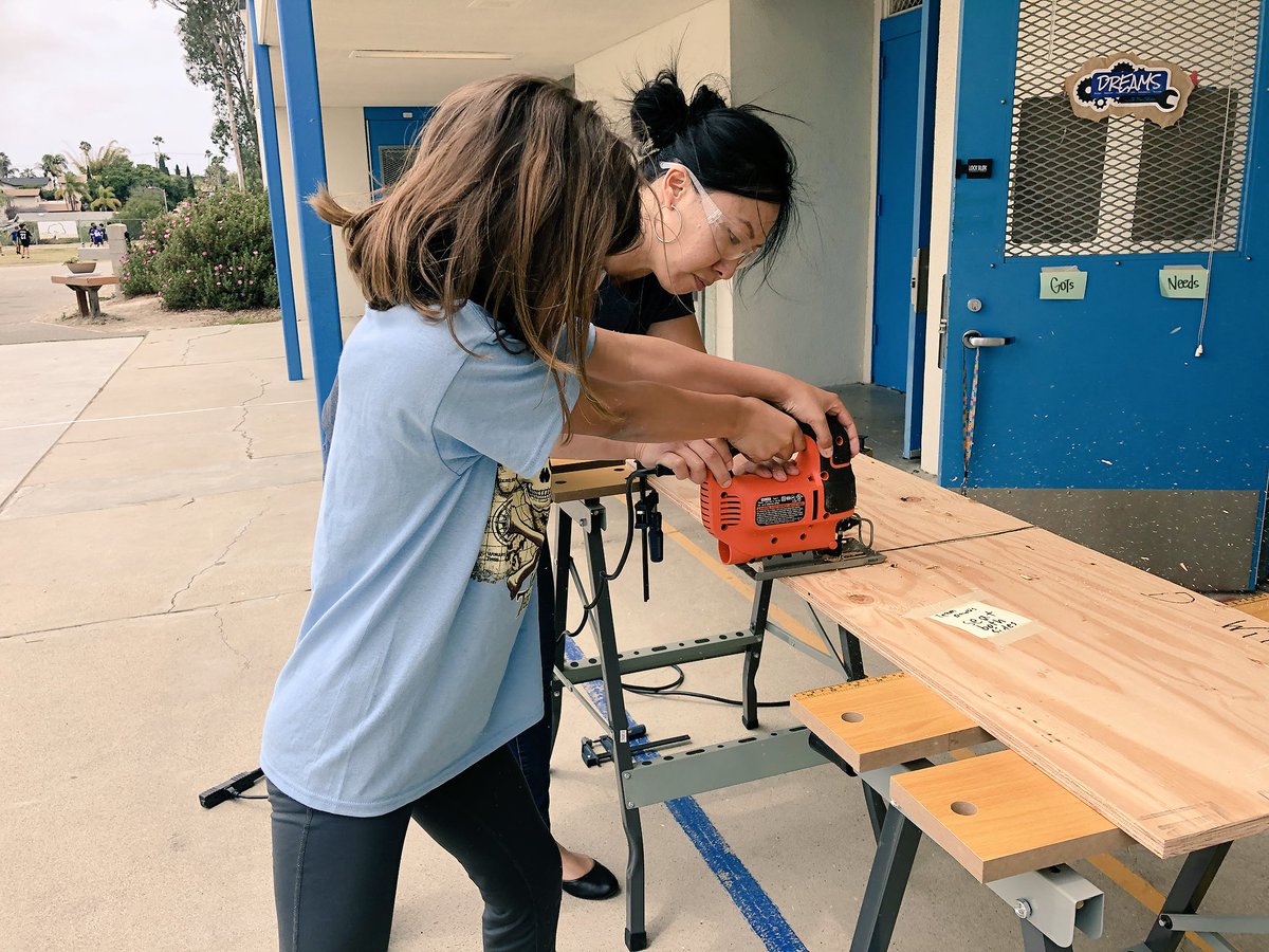 ChienforSTEM's tweet photo. .#STEM is alive at @CasitaMagnet! The Soapbox team members came in at lunch today to recheck their measurements (tuning into precision) and cutting them with the jigsaws.
#MakerEd #MakingFromScratch https://t.co/sPDWpKGeaM