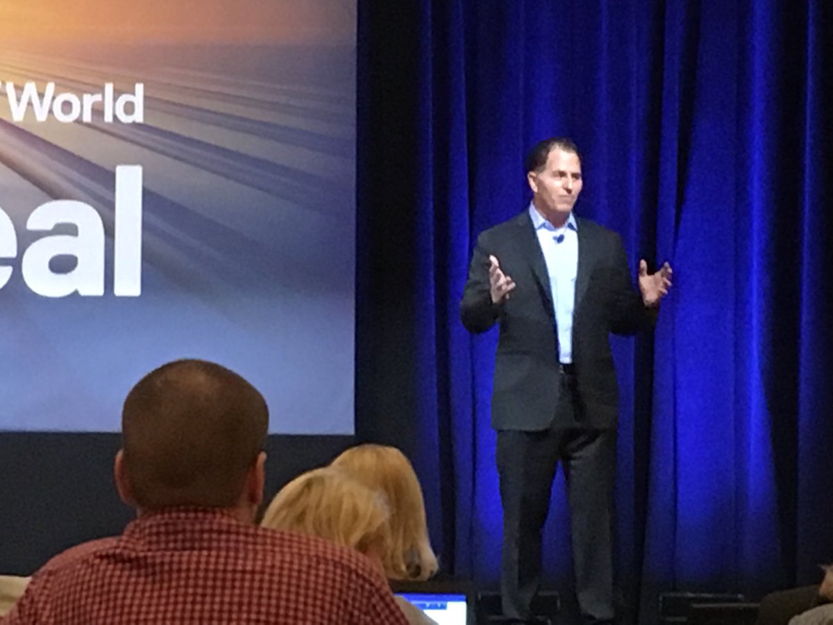 GardLittle's tweet photo. @MichaelDell makes a sobering prediction at #DellTechWorld "If you're not using AI with your data you're going to be out of business real soon" -- How's that for motivation to change? https://t.co/DYMc4KVKDb