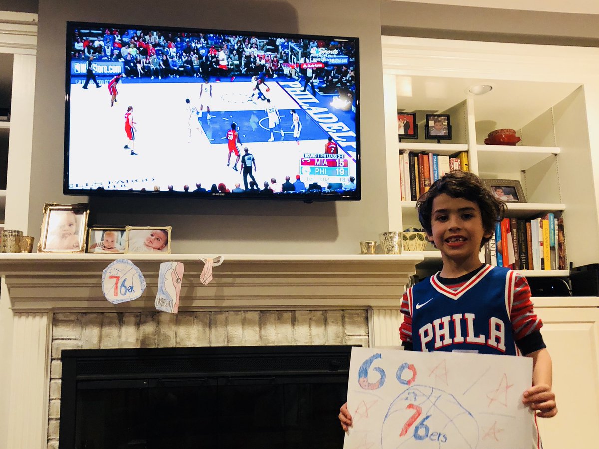 joncofsky's tweet photo. @Jellisosu My son is obsessed with getting his photo on during the Sixers game - any tips to help our odds? https://t.co/9Lfbiuw27N