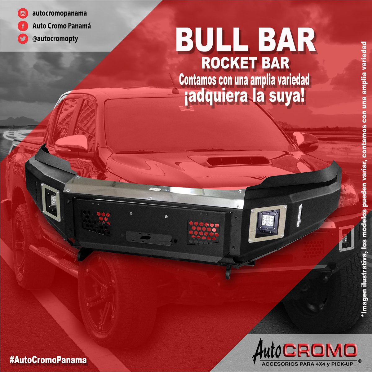 autocromopty's tweet photo. Bull bar Rocket bat, contamos con una amplia variedad, ¡adquiera la suya! 
#AutoCromo #Accesorios #BullBar #RocketBar #4x4 #PickUp #Panamá #Chorrera #Expertos #Aventureros #Viajeros #Instalación #Garantía #Calidad #Panama4x4 #Ford #Isuzu #Hilux #Dodge #Nissan #Suzuki #Toyota https://t.co/zDNyJNgjyH