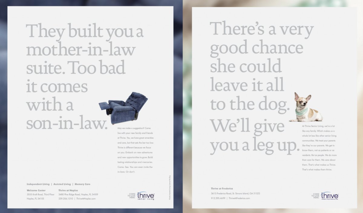 TheDrum's tweet image. Senior living print ads tell the humorous truths to seniors and caregivers fal.cn/4nQu