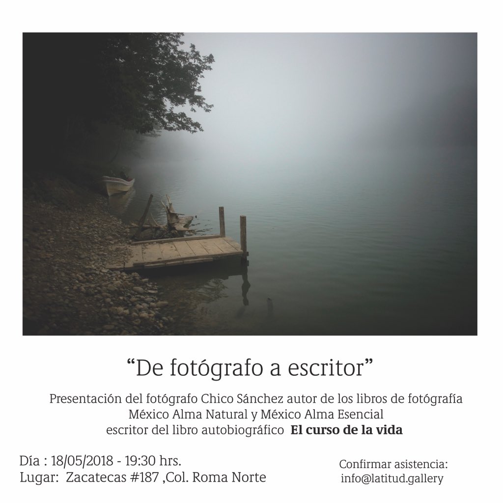 ¡Ya estamos más que listos para recibir a <a href="/csanchezphoto/">Chico Sánchez</a> este 18 de mayo con la presentación de su nuevo libro "El curso de la vida"! (No olvides confirmar tu asistencia) #latitudgallery #arte #mexicocity #cdmx