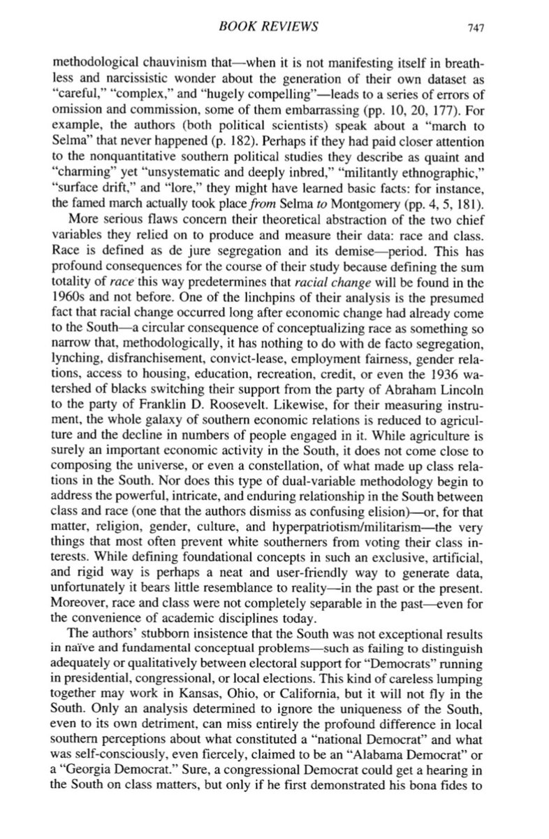 Increasingly, I've seen pundits on the right seize on one outlier in the literature, Byron Shafer and David Johnston's Myth of Southern Exceptionalism. That, however, is filled with factual errors and faulty premises. Here's a typical review from the Journal of Southern History
