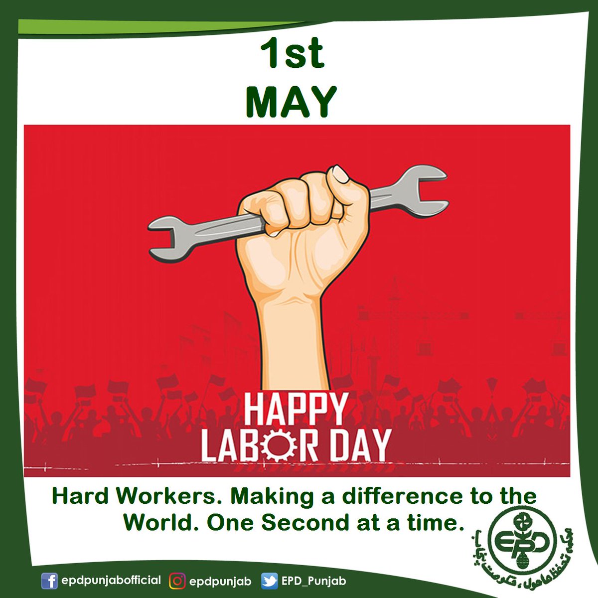 EPD_Punjab's tweet photo. "Nothing ever comes to one that is worth having except as a result of hard work." #happylaborday #1stmay #hardwork #joinhands #workforenvironment #workforchange #gogreen #playyourpart #getinvolved #environment #protection #EPDPUNJAB #beaclimatehero #lovenature #preservation https://t.co/xHlrj0o299