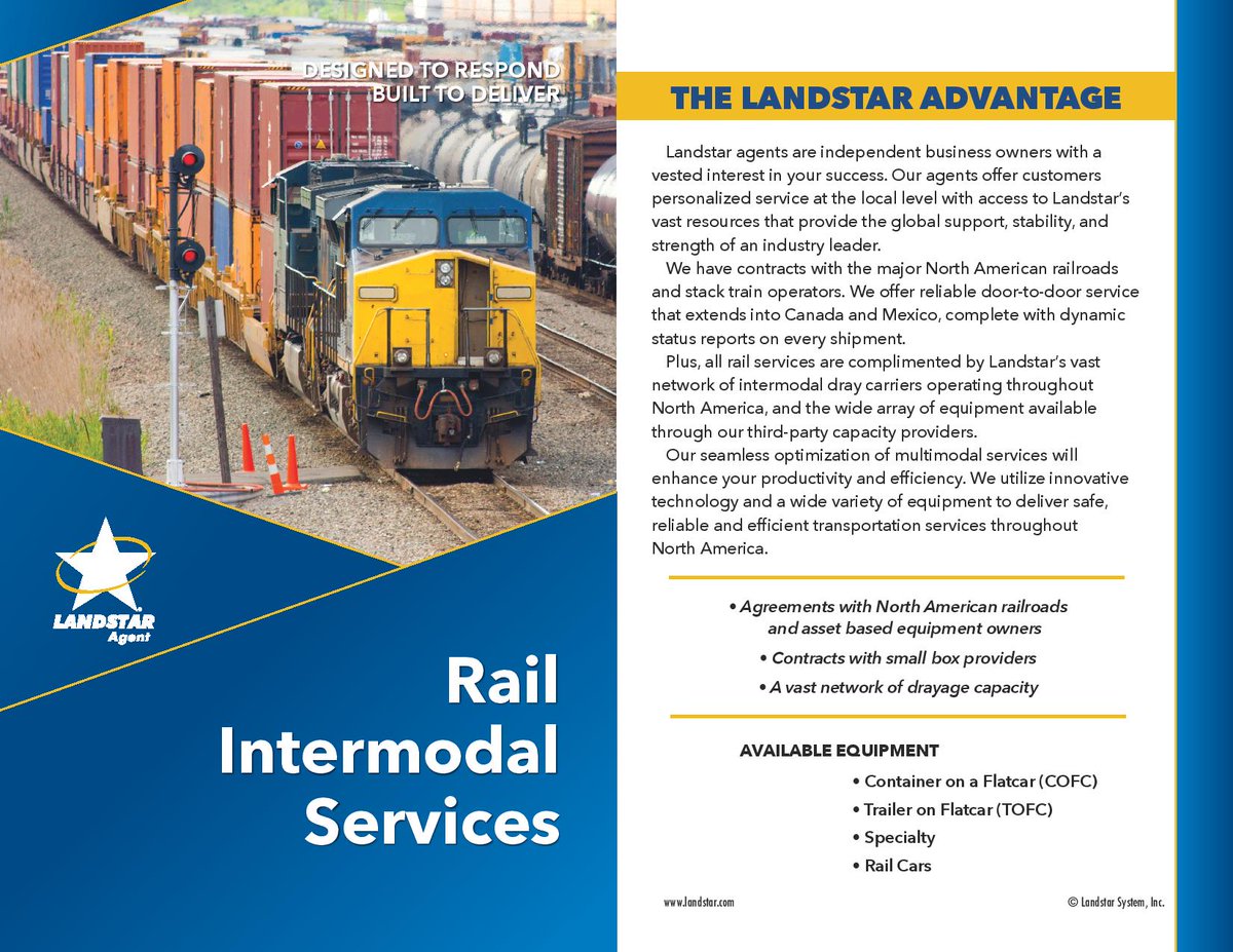 LandStarRYX's tweet photo. #Landstar provides Rail Intermodal Services, our seamless optimization of multi-modal services will enhance your productivity and efficiency.
Call Us: 313-925-3234
Email Us: ops.roytrans@landstarmail.com
#LandstarServices #TransportationSerives #RailIntermodal #Truckload #LTL https://t.co/qi897KUEYf
