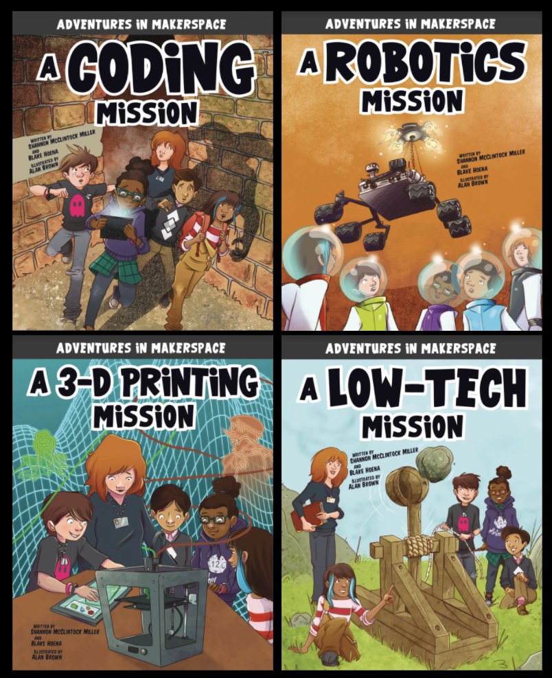 maker_maven's tweet photo. Who doesn't love an exciting adventure with a school librarian? Especially when it is an adventure in a #Makerspace! Check out this series from @BlakeHoena &amp; @shannonmmiller that's coming soon: https://t.co/amUQZ3vcXs #TLChat https://t.co/dIfw81yKne