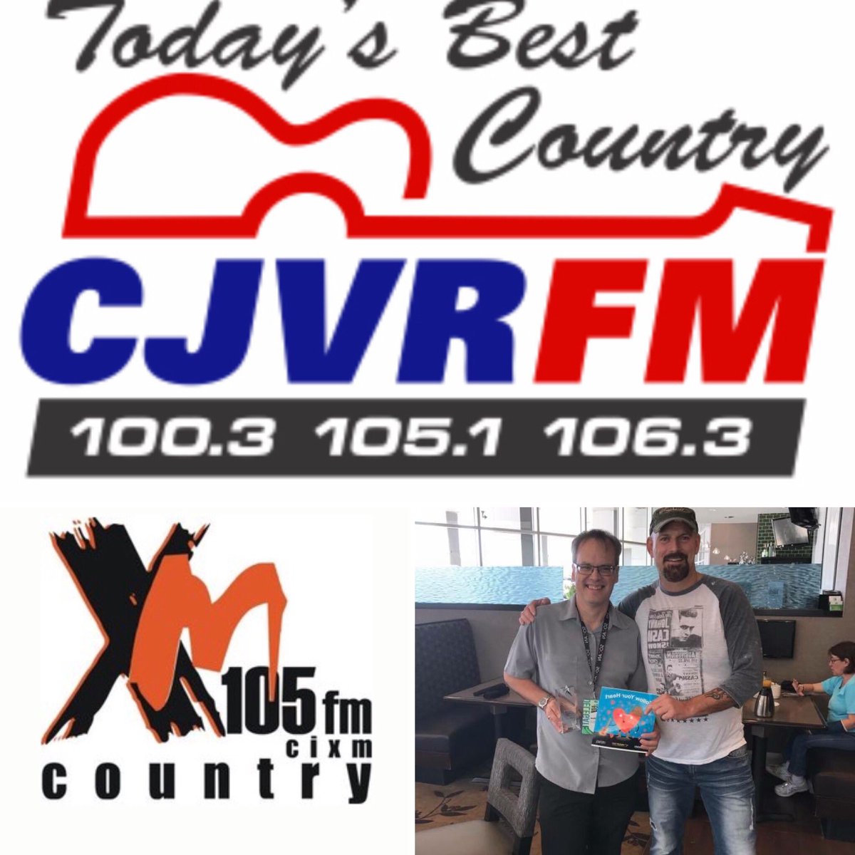 Big thank You <a href="/CalGratton/">Cal Gratton</a> <a href="/105CJVR/">105CJVR</a> <a href="/XM1053FM/">XM 105 FM</a> for supporting #StillGotHope 😊🙏 #clinks #cheers