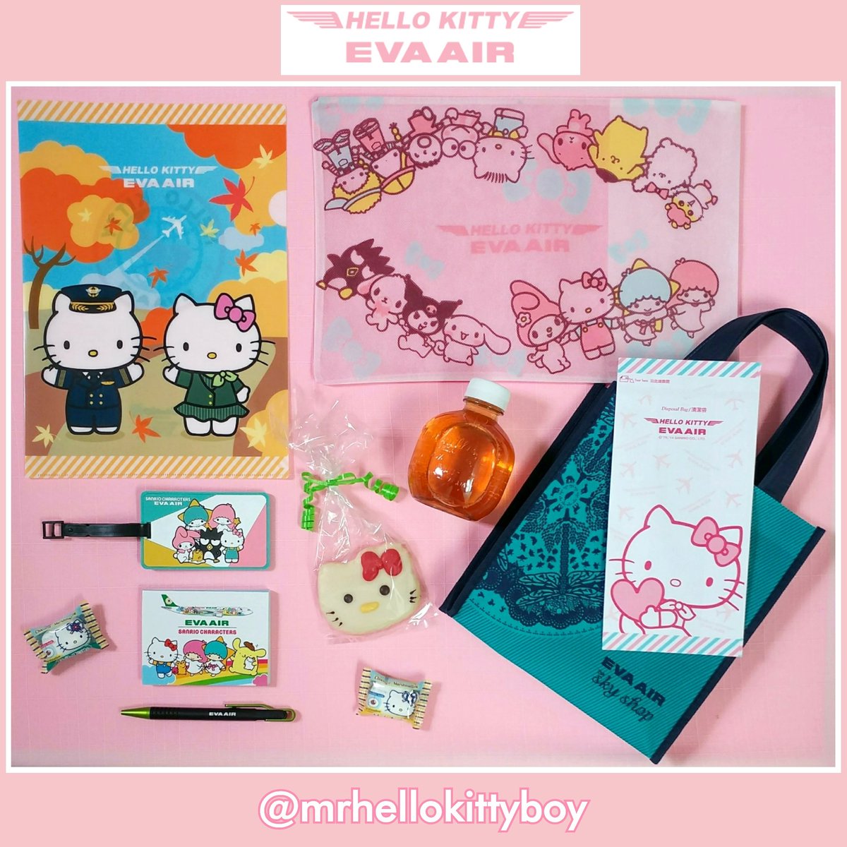 MrHelloKittyBoy's tweet photo. 😺🎀🎁✈️💗 #HelloKitty @evaairus #EvaAir #EvaAirways #GiftBag given end of Tour of #EvaAirHelloKitty Hand-in-Hand Jet has Cute #Sanrio Design painted on. This Jet is now Flying from #LAX @flylaxairport #TravelWithEVA #SanrioCharacters #hellokittycollection #ilovehellokitty #LA https://t.co/0fYE5Jsr1d