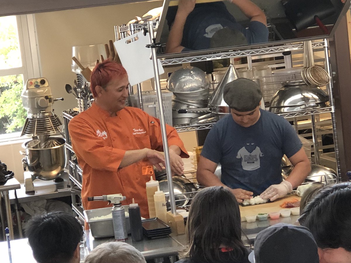 jaime_916's tweet photo. Roseville High School student Arlo takes the sushi challenge as a Sushi Master Apprentice to Taro Aria. We are so grateful to have such inspiring business partnerships for our Culinary and Hospitality Management students. @MikuniTaro @RHSTigersInfo https://t.co/lhIcgHj44O
