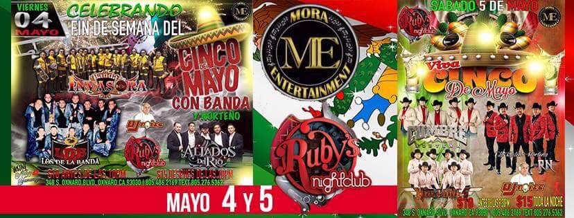 rubyscafeoxnard's tweet photo. Preparate para los eventos de fin de semana este Mayo 4 y 5 #rubys #rubysnightclub #5demayo Reserva al (805) 486-2169 https://t.co/zT8cbcK6Ke