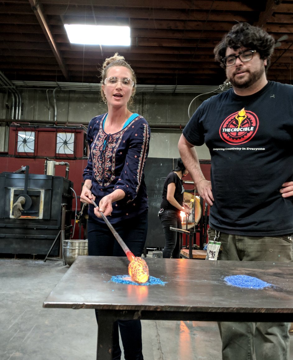 LeftFieldLabs's tweet photo. We gathered our team at @TheCrucible in Oakland for a day of creative, hands-on workshopping. Our very own CEO @SarahMehler spent the day glassblowing! #leftfieldlabs #technology https://t.co/UMKbtSCiTb