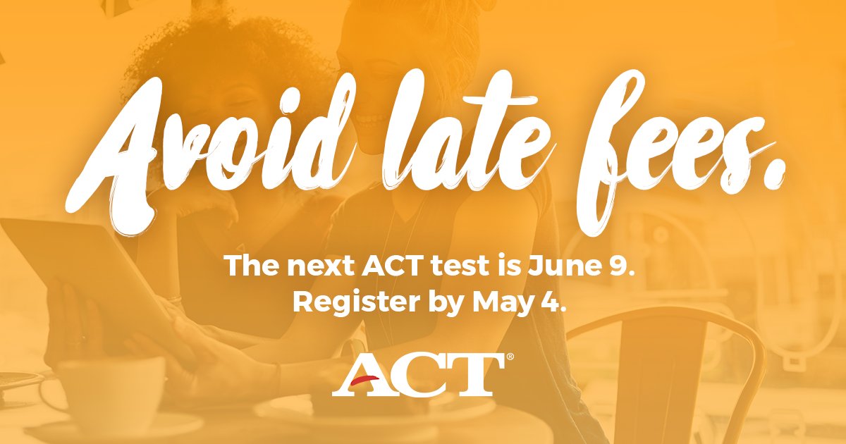 If you're interested in taking the ACT in June, make sure to register by Friday! You can register online here: bit.ly/ACT-Registrati…