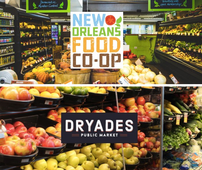 StayLocal's tweet photo. For today's #ShifttoSmall feature we're singing the praises of #localgrocers, including @dryadesmarket & @nolafoodcoop! Grocery stores are community anchors that increase livability & access to healthy foods. Explore local options at https://t.co/Khkn1bxyEz. #shoplocal #eatlocal https://t.co/h7zcXvW46j