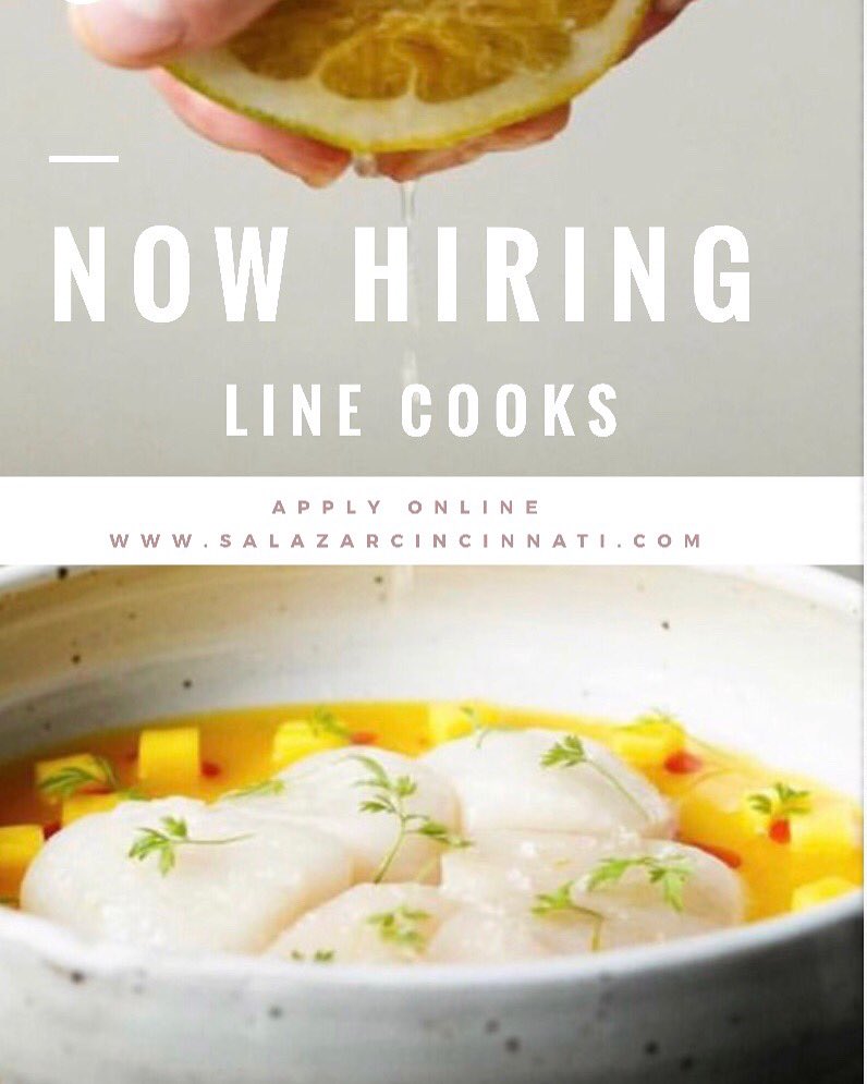 We are looking for experienced cooks to join our team! 
salazarcincinnati.com/careers/