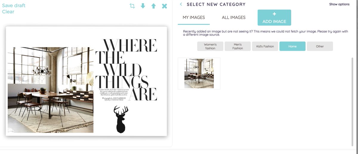 Shoplookio's tweet photo. We finally did it!!! Our creative canvas will never be same again. You can now customize your designs by adding an image or use those added by others. 

Bring on the creativity! 🙌

p.s. This is not yet in a form of a browser extension but that is only a few days away 😉 https://t.co/ZxTx15qd48