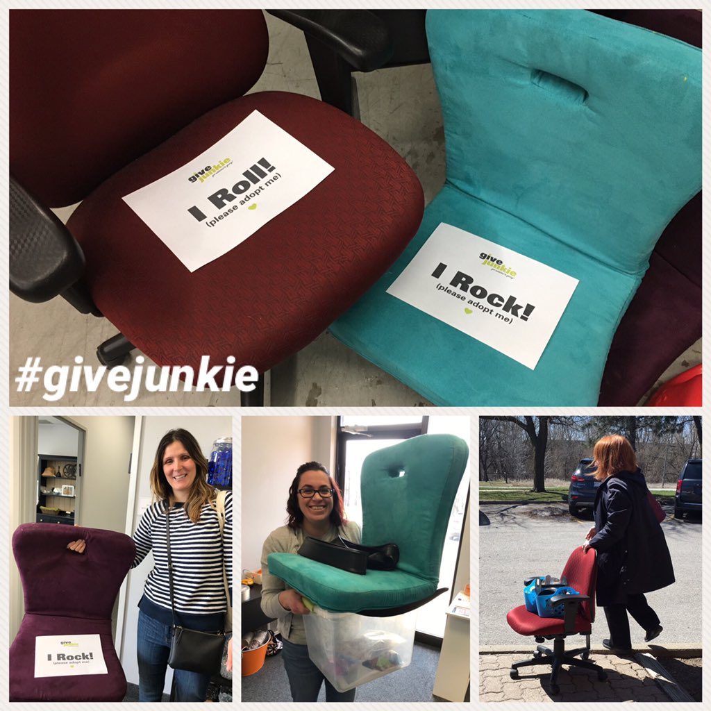 ThinkinEd's tweet photo. So long rock & roll chairs! We're pretty sure you'll be happy in your new homes! π #givejunkie #getaddictedtogiving https://t.co/jUaCHEXgCN