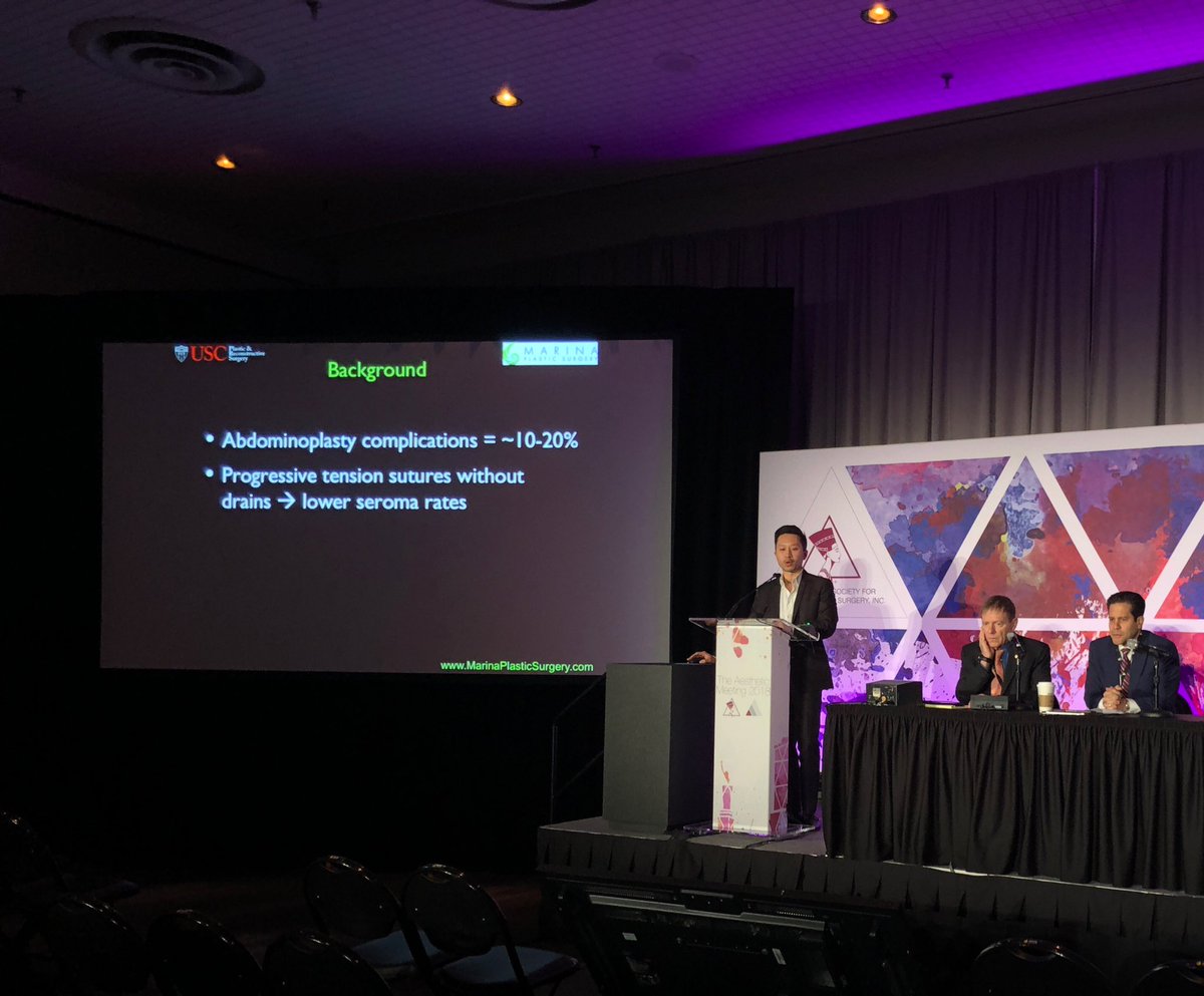 DrLuisMacias's tweet photo. Our fellow, Dr. David Lee, presenting on our experience with drainless abdominoplasty and concomitant fat grafting to buttocks #ASAPS2018 https://t.co/Z0RK26ULAA
