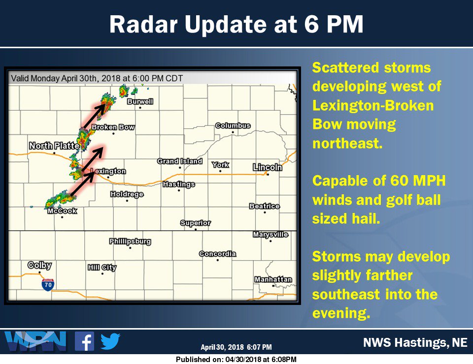 6PM Radar Update: Storms (some severe) have developed and are tracking northeast. #NEwx