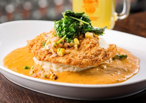 MidnightPigTap's tweet photo. Buttermilk Fried Chicken &amp; Chorizo with Whipped Potatoes, and Brussel Sprouts? Yes, please! https://t.co/hLx1Ed3l6g