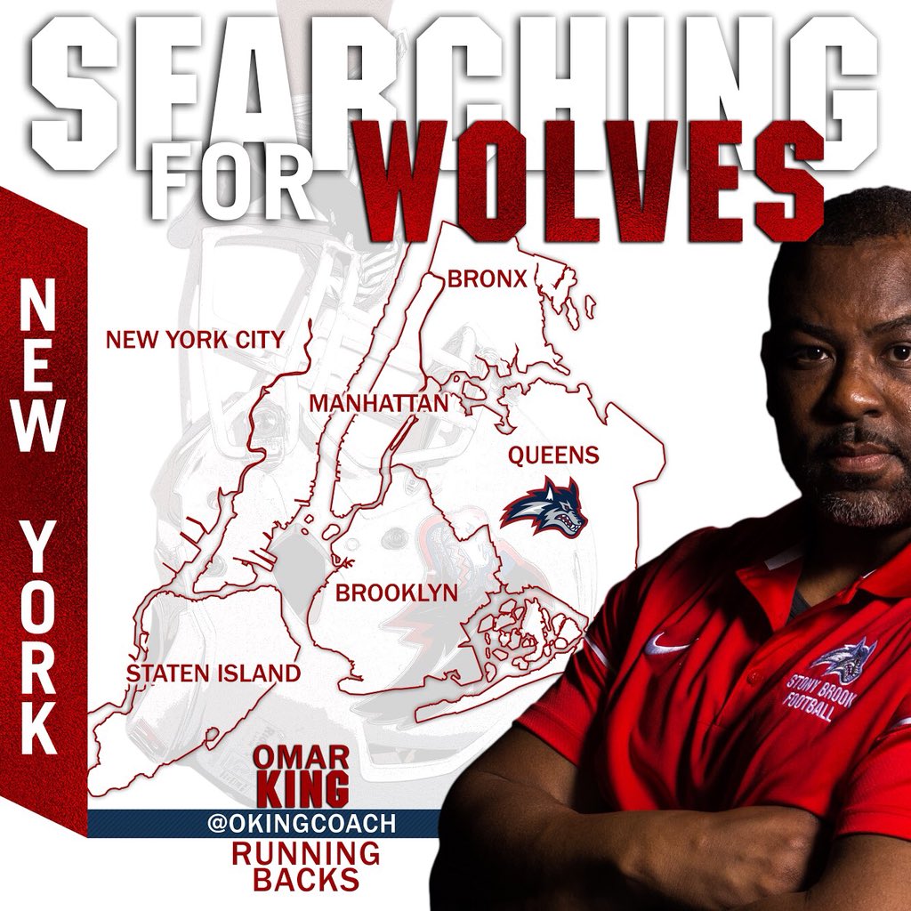okingcoach's tweet photo. Solid DAY in Q Boro. This is going to be a GR8T week NY Check tomorrow to see who’s NEXT #HOWL19🐺 @StonyBrookFB https://t.co/ZnvGOqyhxe