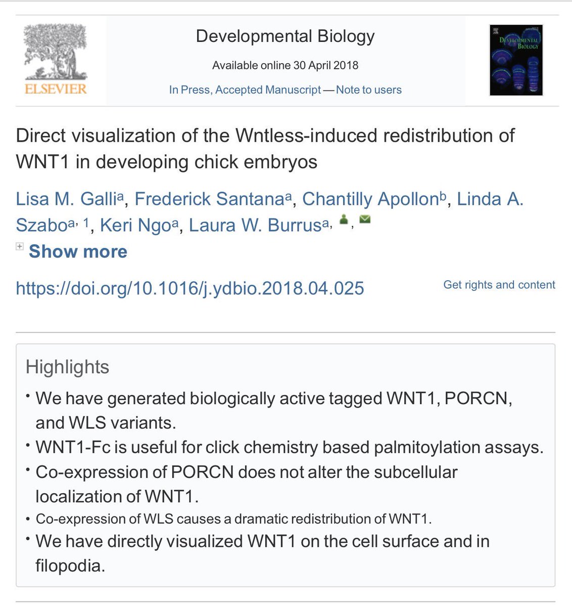 WntSantana's tweet photo. It’s official, my first scientific journal publication! Super grateful to be part of such an awesome project! #wnt @SFSU #burruslab #devbio https://t.co/X97k4GnBNS
