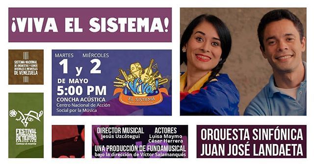 Ya falta poco para el estreno de ¡Viva El Sistema! 
Una producción de Fundamusical, con los arreglos y composiciones originales de Adrián Ascanio.

La cita es a las 5:00 pm en la Concha Acústica del @CentroDeAccionSocial. ¡Ven y disfruta de una tarde llena de música y fantas…